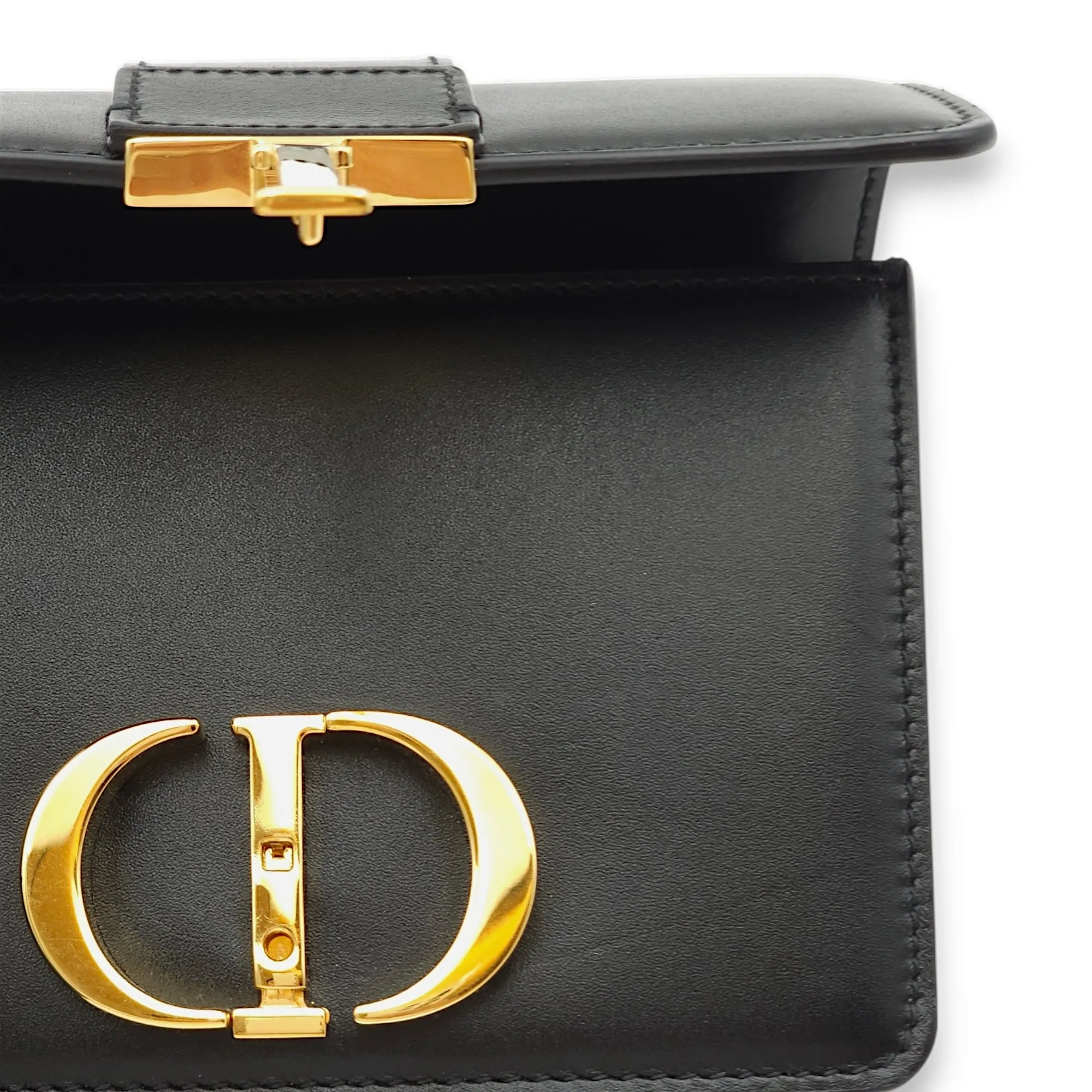 30 Montaigne Micro Black Crossbody Bag in Calfskin, Gold hardware