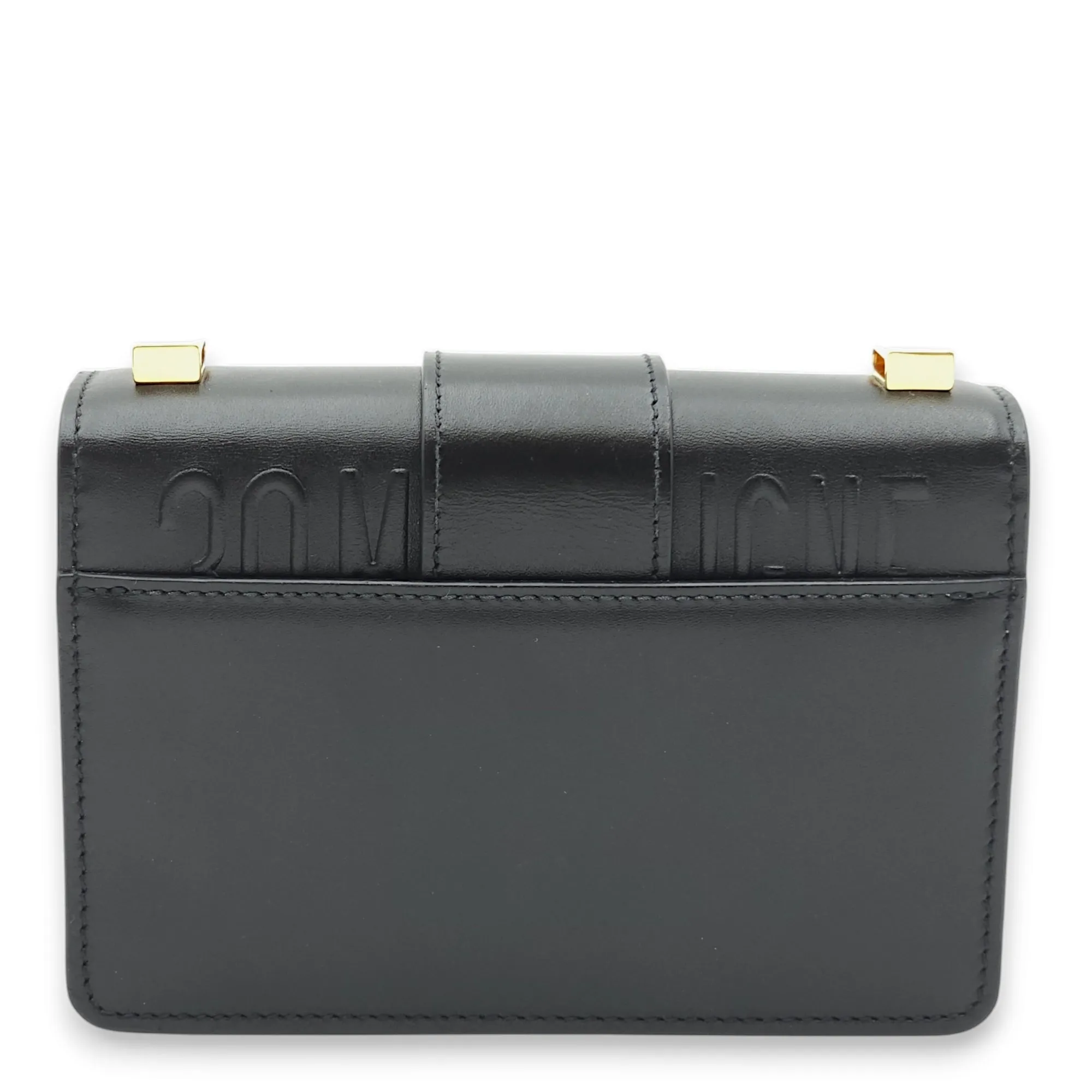 30 Montaigne Micro Black Crossbody Bag in Calfskin, Gold hardware