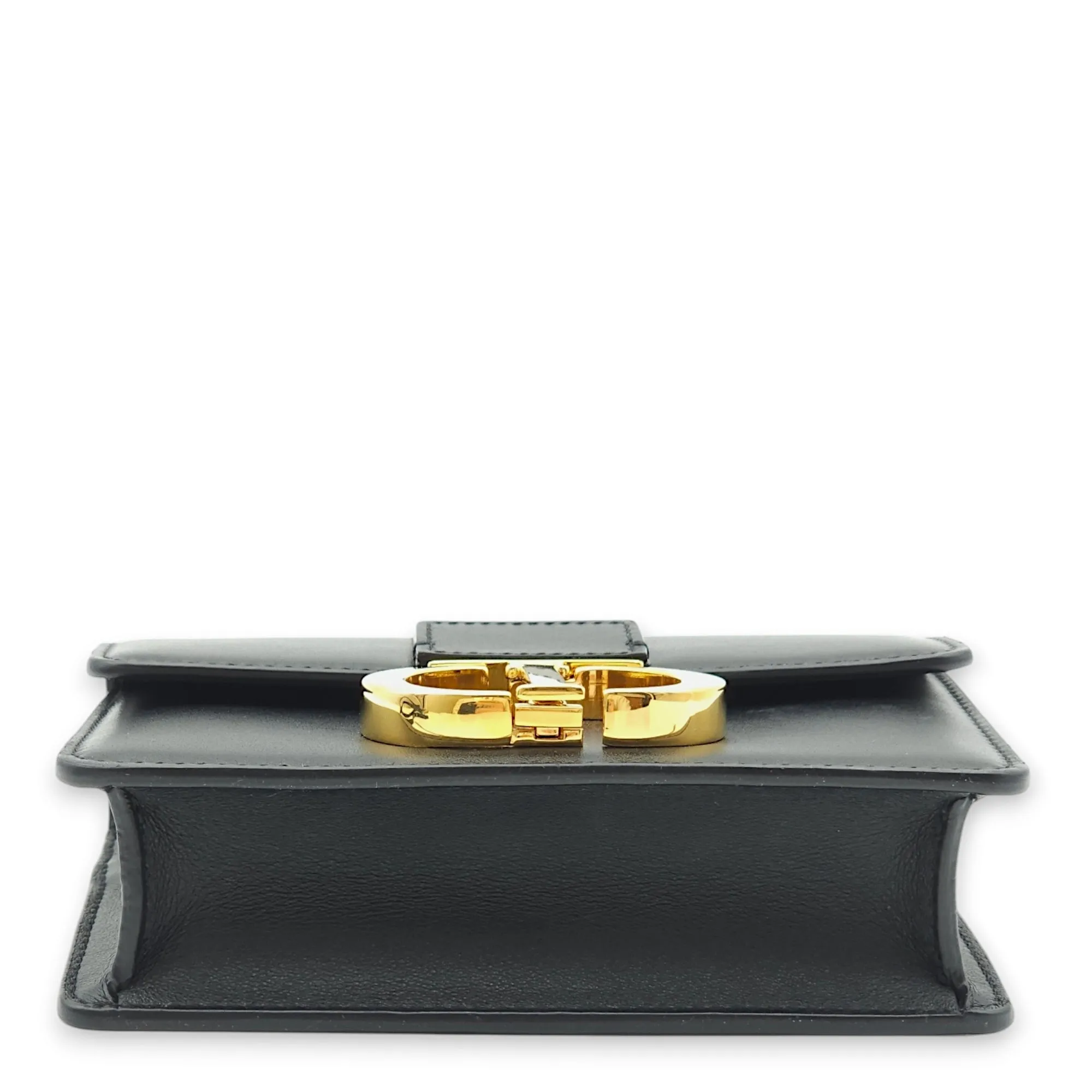 30 Montaigne Micro Black Crossbody Bag in Calfskin, Gold hardware