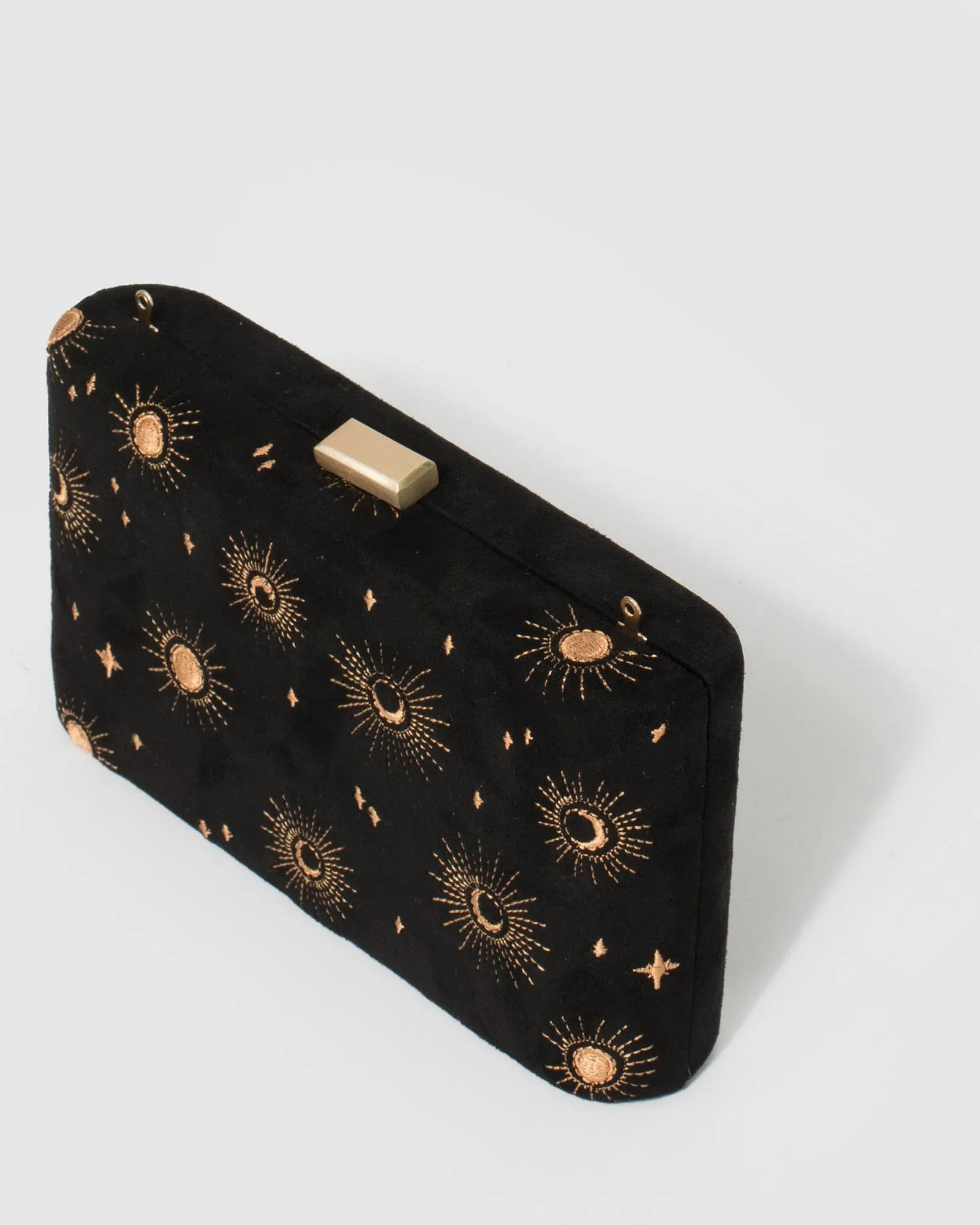 Black Annalise Embroidered Clutch Bag