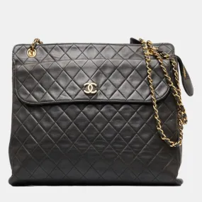 Black CC Quilted Leather Chain Shoulder Bag