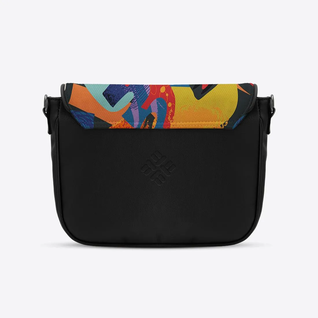 Black Messenger Crossbody Abstract Art