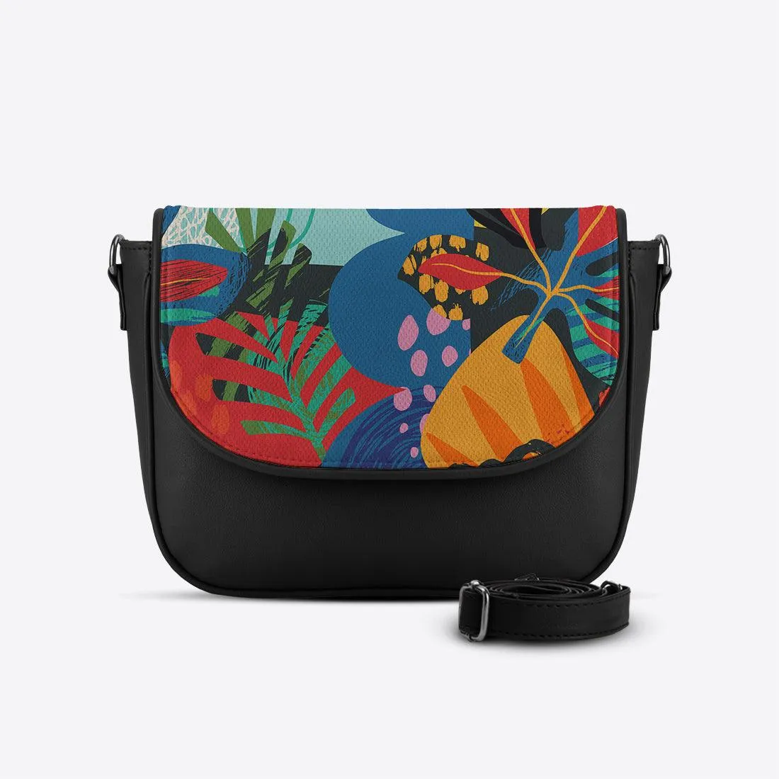 Black Messenger Crossbody Abstract Art