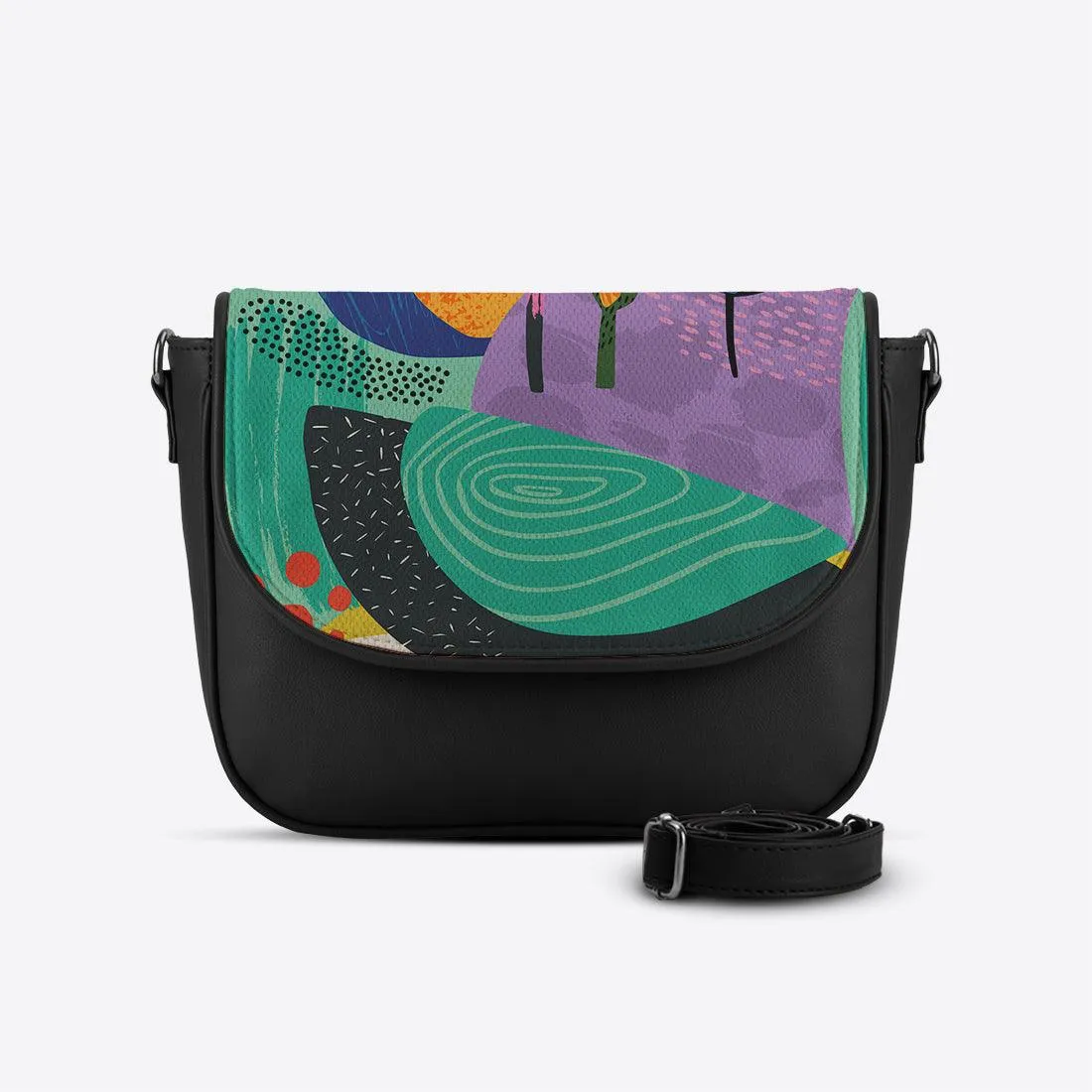 Black Messenger Crossbody Flow Art