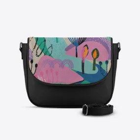 Black Messenger Crossbody Paint Art