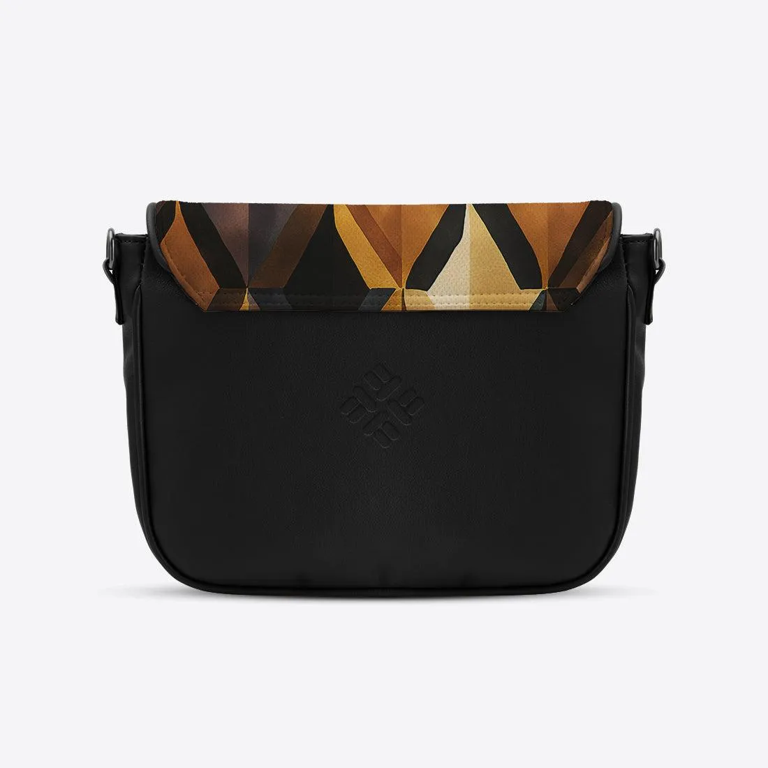 Black Messenger Crossbody Polygons Art