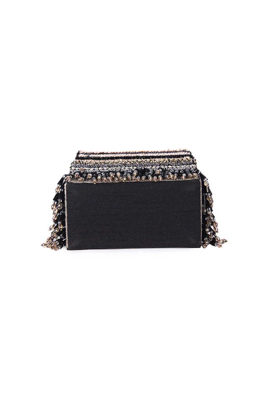 Black Pixi Hand-Embroidered Clutch Bag