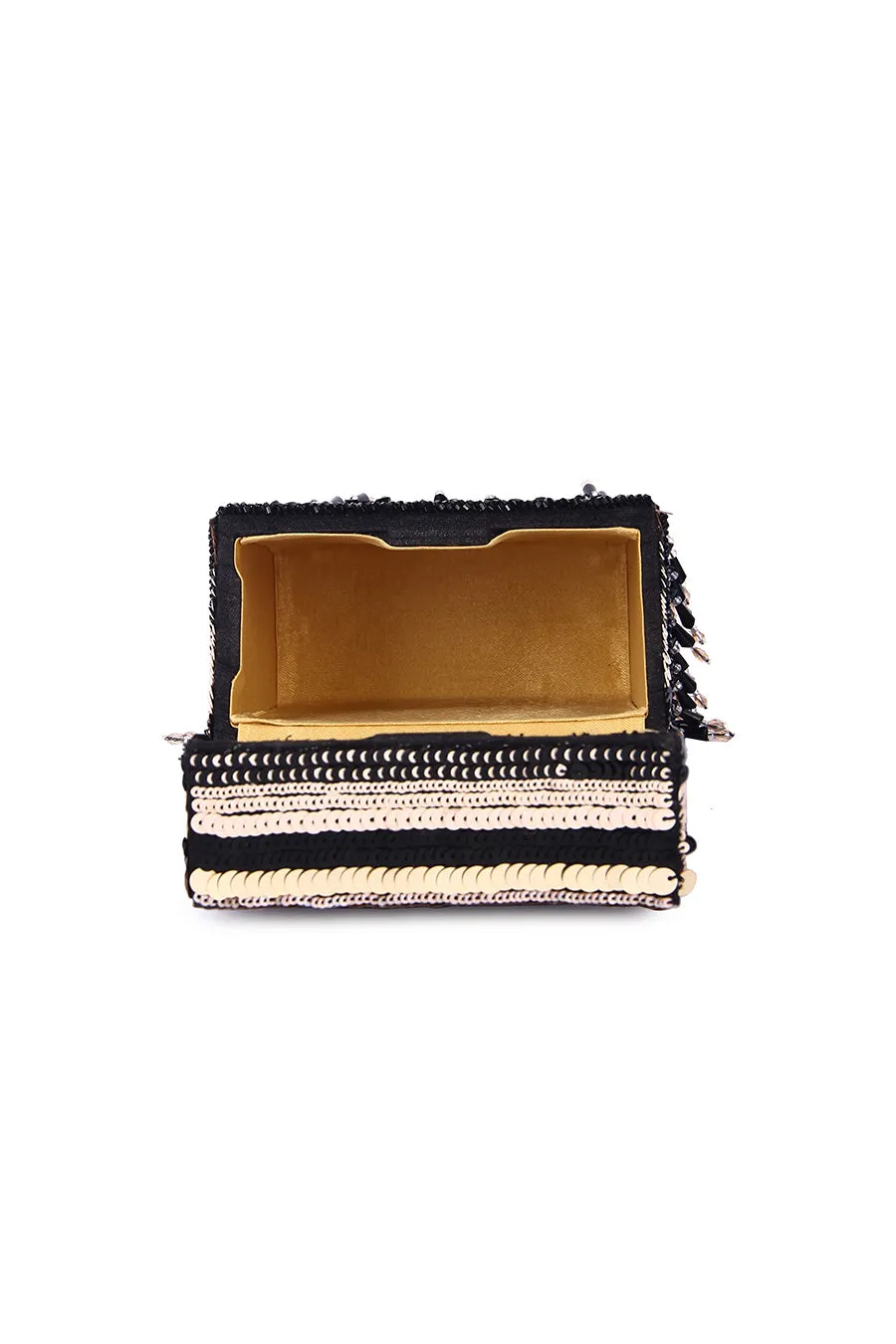 Black Pixi Hand-Embroidered Clutch Bag