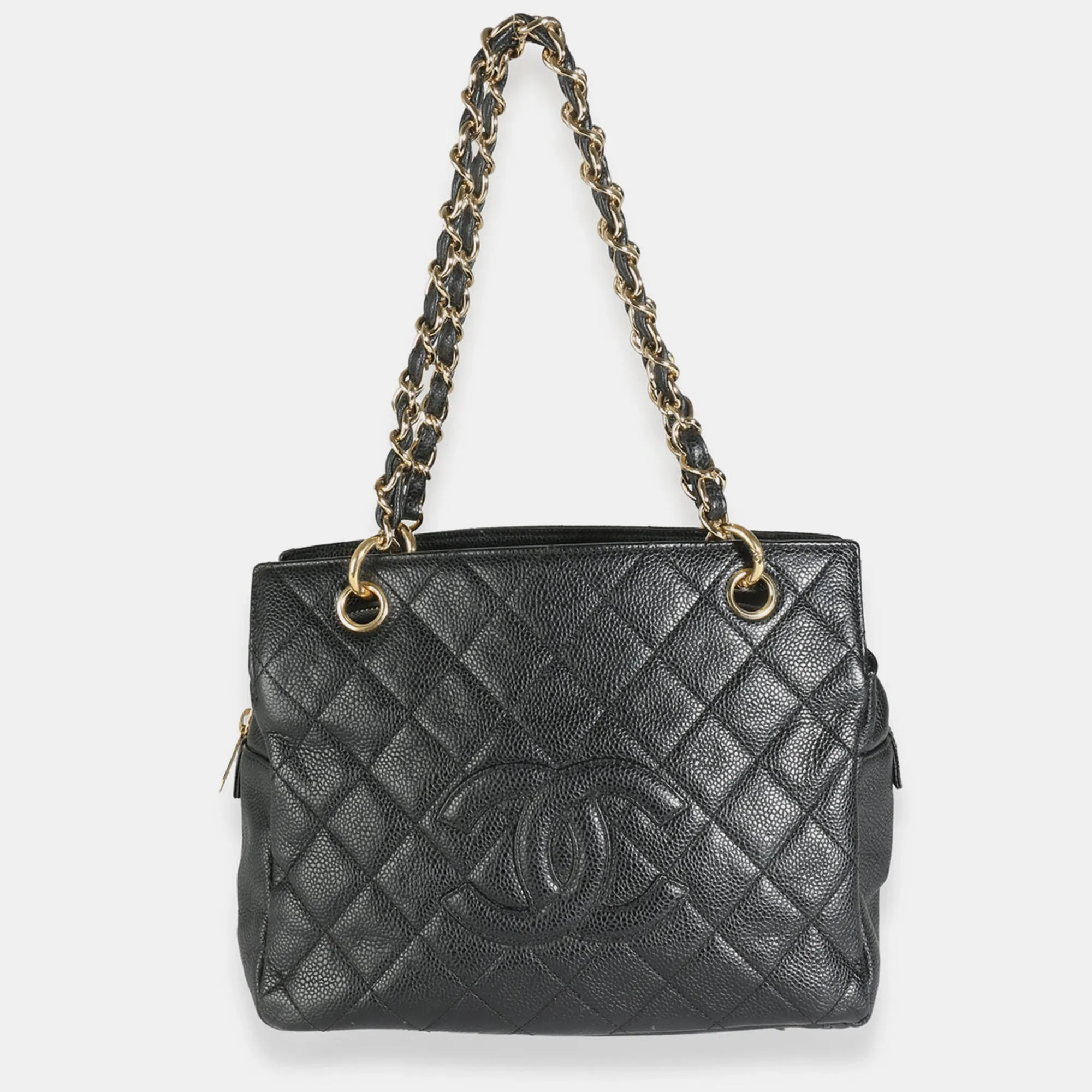 Black Quilted Caviar Petite Timeless Tote Bag