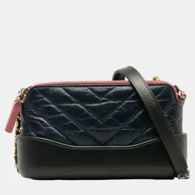 Black Quilted Leather Gabrielle Wallet on Chain