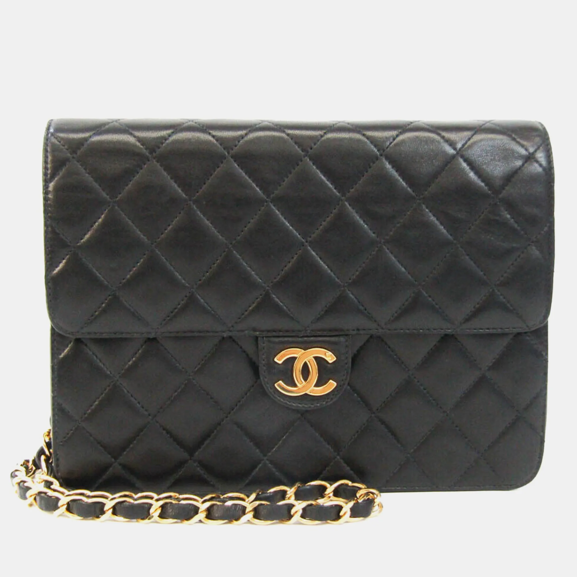 Black Quilted Leather Mini Square Flap Bag