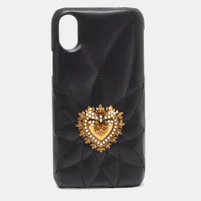 Black Quilted Leather Sacred Heart iPhone X Case