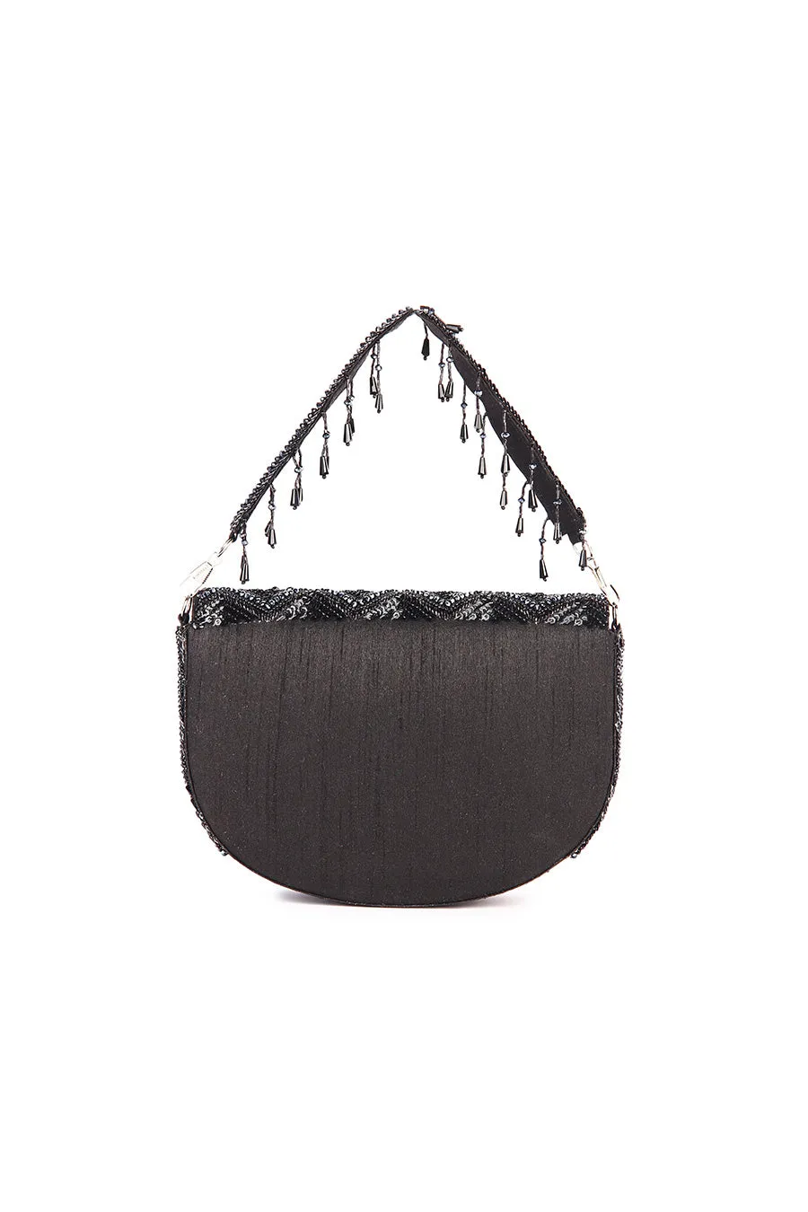 Black Tasselly Hand-Embroidered Clutch