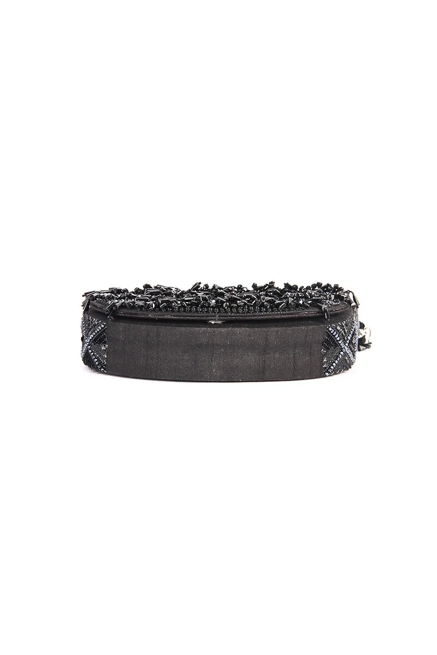 Black Tasselly Hand-Embroidered Clutch