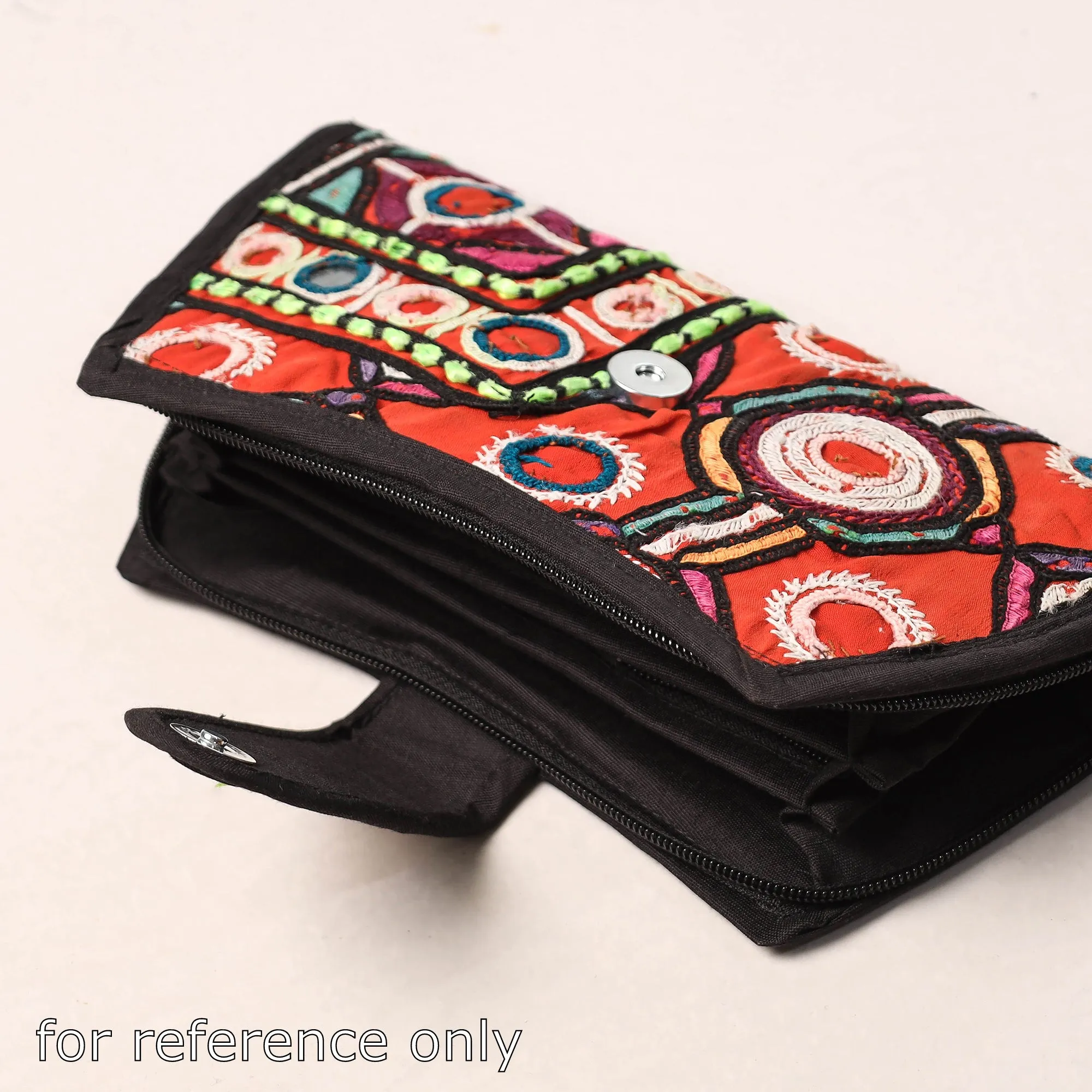 Blue - Handcrafted Kutch Embroidery Cotton Clutch / Wallet