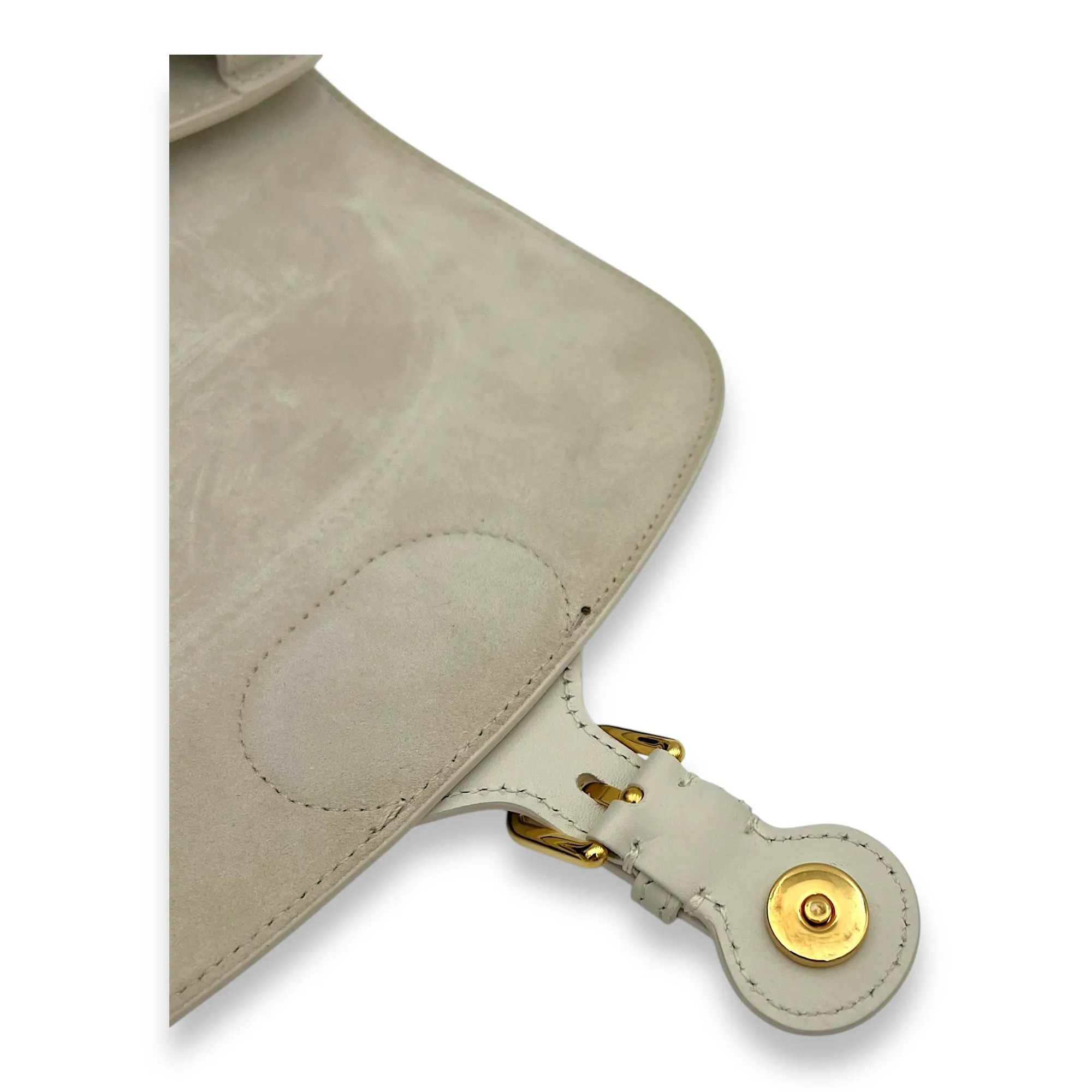 Bobby White Crossbody Bag in Calfskin, Gold hardware