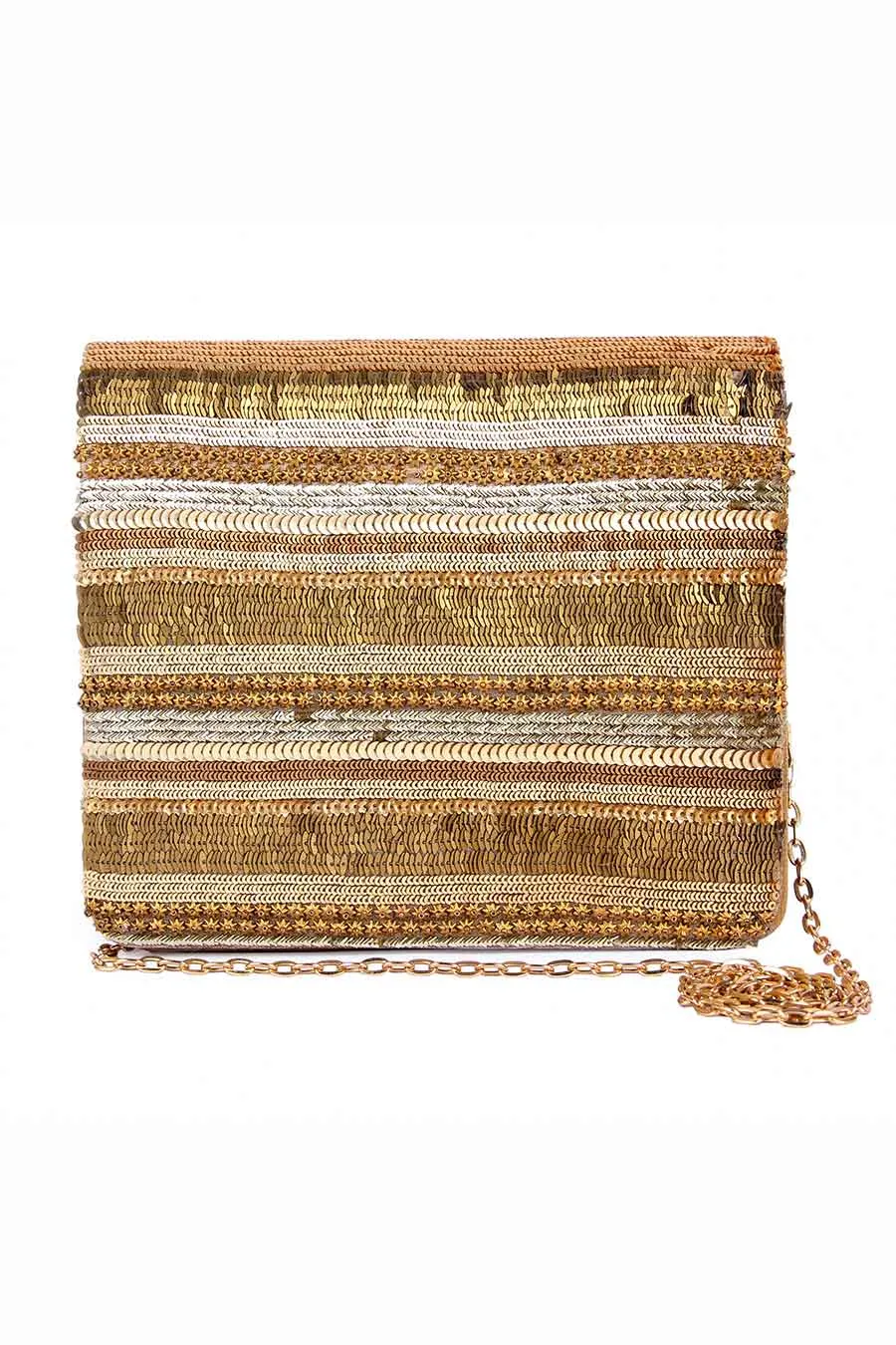 Bronze Aafreen Hand-Embroidered Clutch