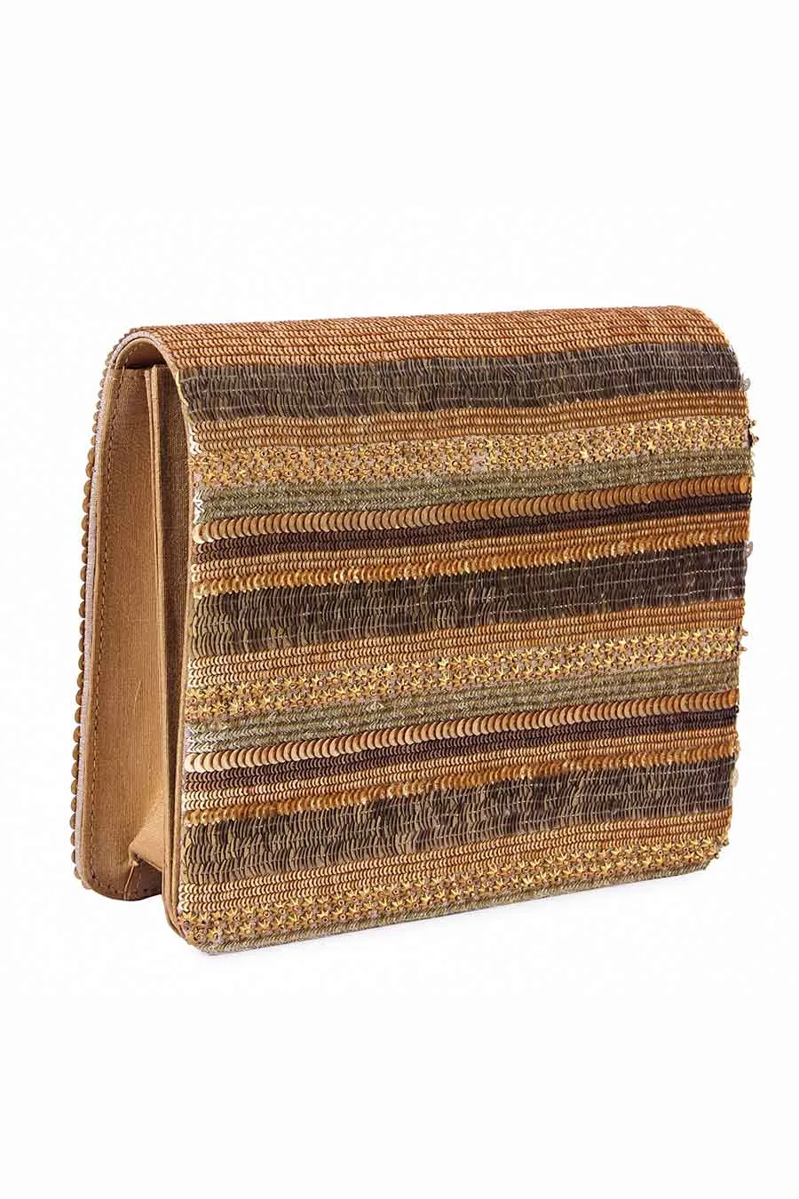 Bronze Aafreen Hand-Embroidered Clutch