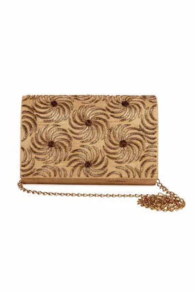 Bronze Lustre Hand-Embroidered Clutch