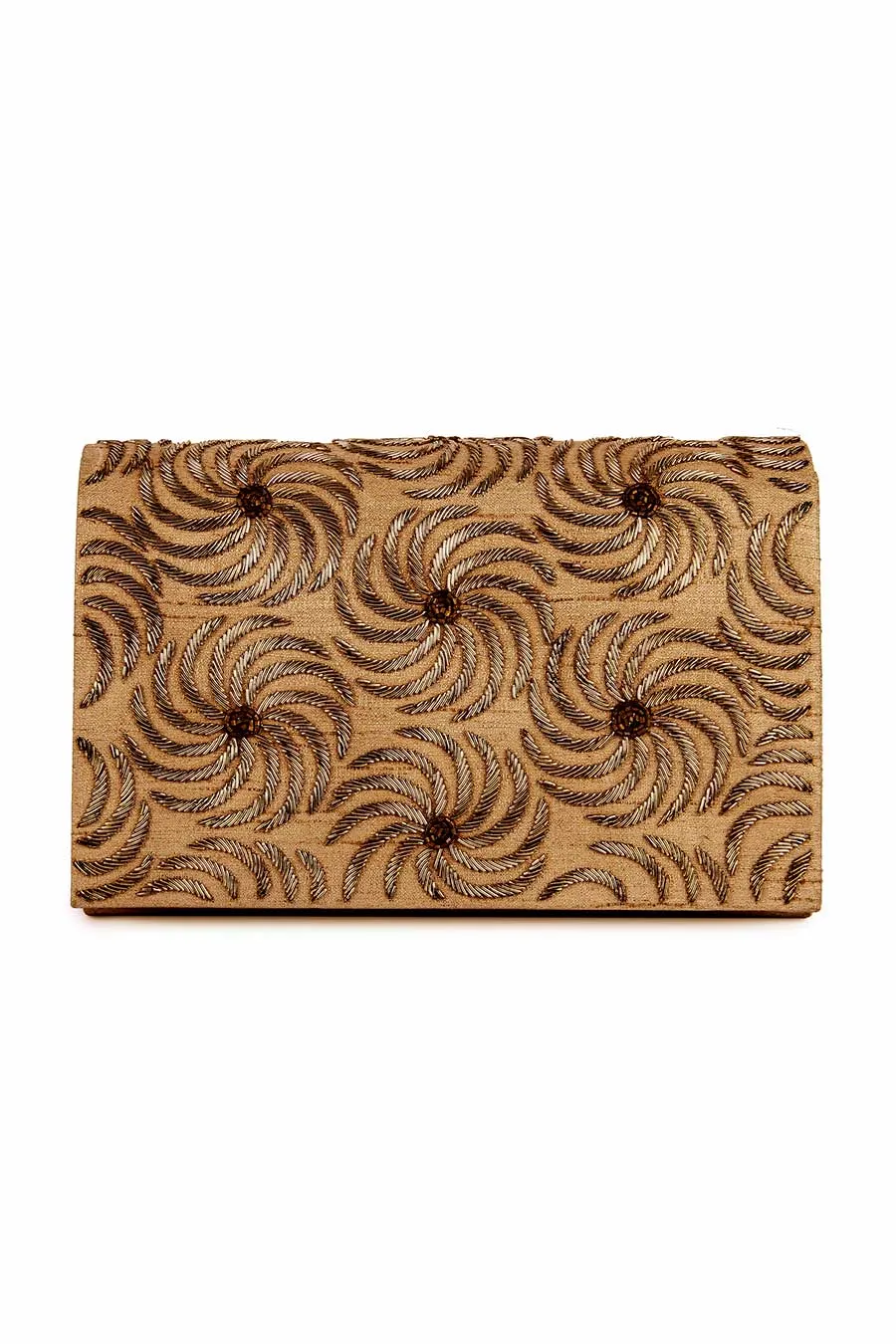 Bronze Lustre Hand-Embroidered Clutch