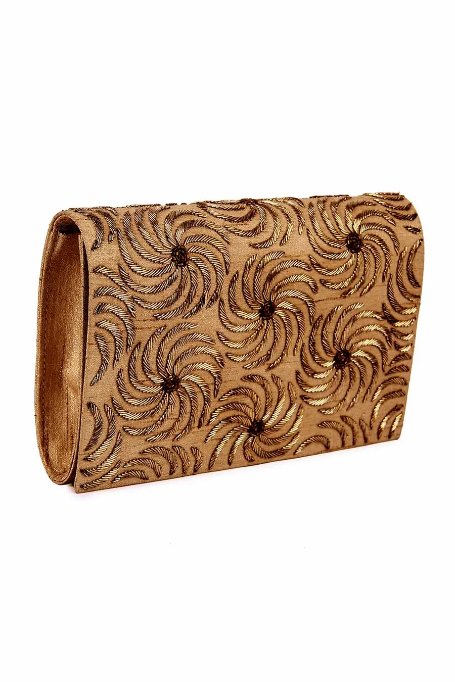 Bronze Lustre Hand-Embroidered Clutch