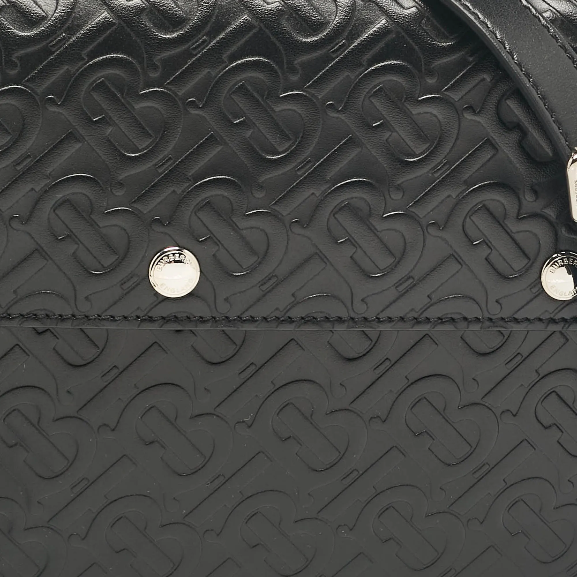 Burberry Black Tb Embossed Leather Messenger Bag