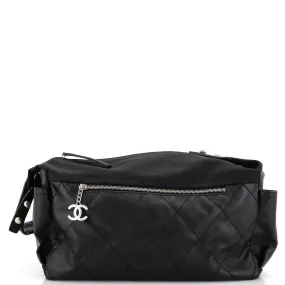 CHANEL Biarritz Hobo Quilted Coated Canvas Large