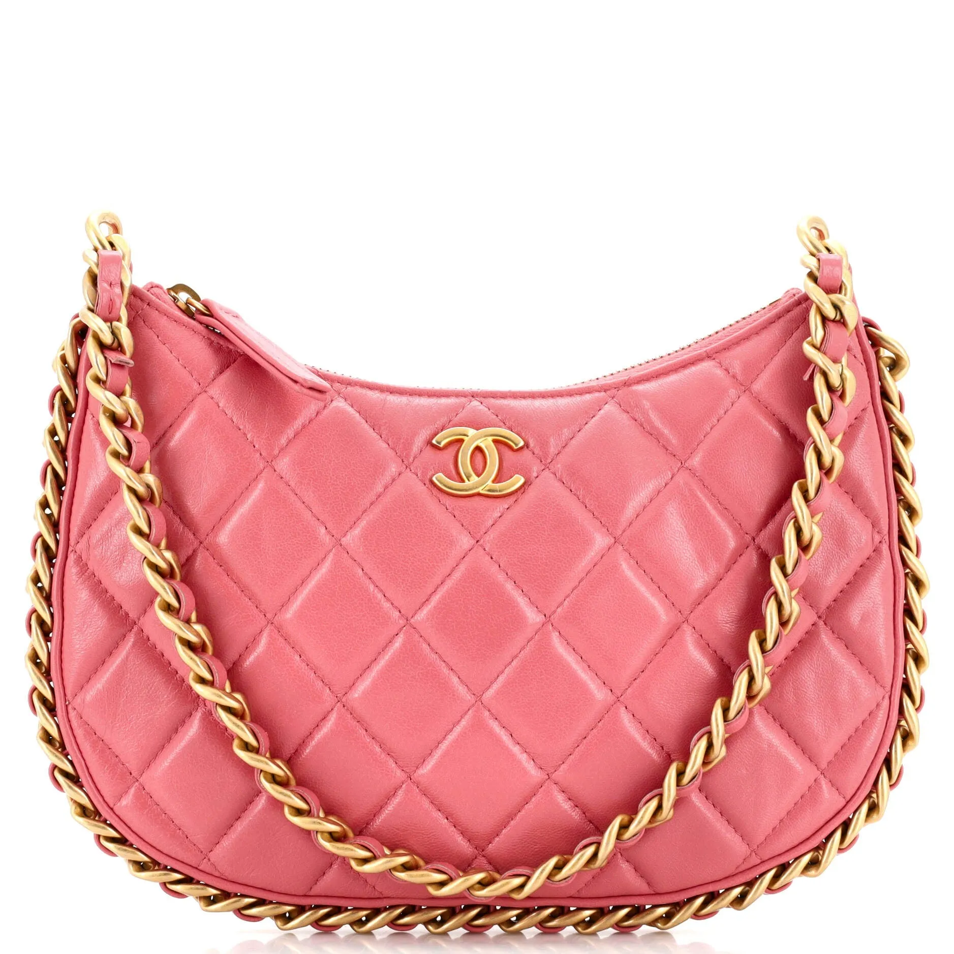 CHANEL CC Chain Around Hobo Quilted Lambskin