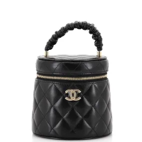 CHANEL CC Ruched Top Handle Vanity Case Quilted Lambskin Small