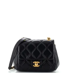 CHANEL CC Square Chain Flap Bag Quilted Puffy Lambskin Mini