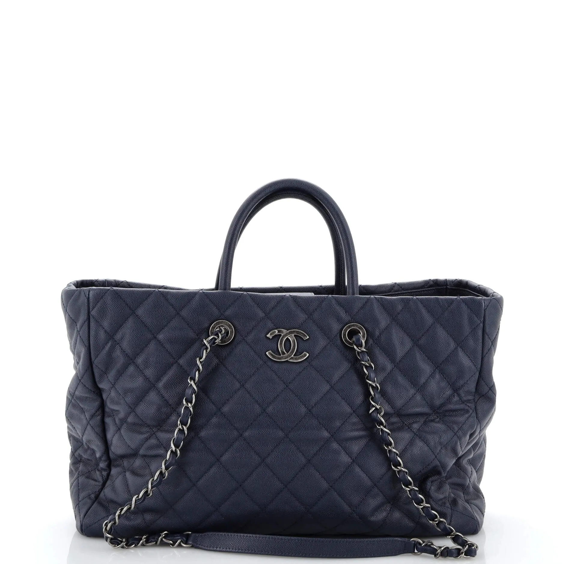 CHANEL Coco Handle Shopping Tote Quilted Caviar Large