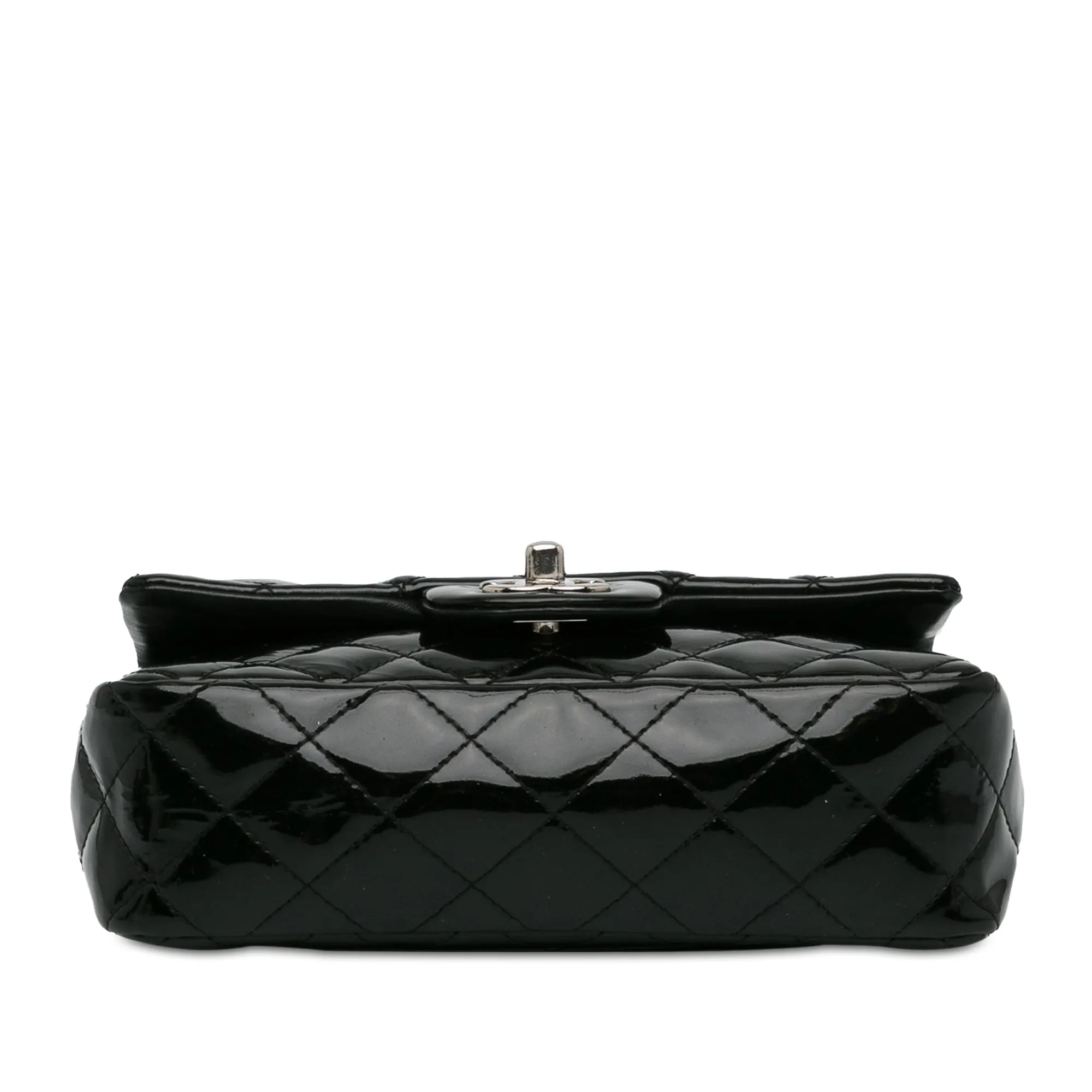 CHANEL Mini Rectangular Classic Patent Single Flap Black