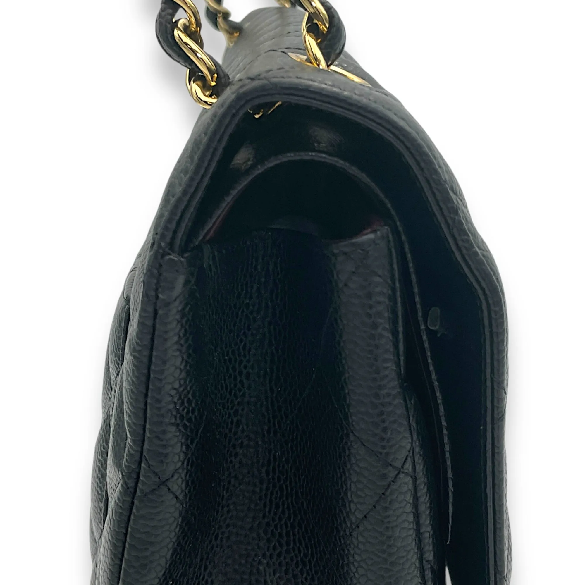 Classic Crossbody Bag Maxi Black in Caviar Leather, Gold hardware