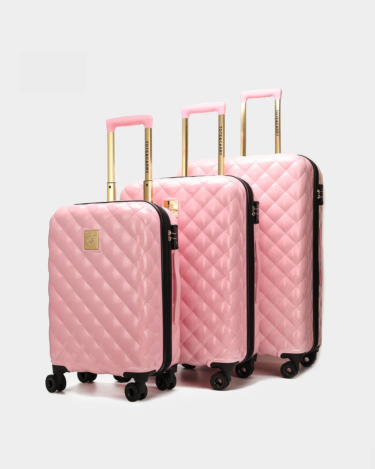 Diamond 3 Piece Luggage Set in Pink