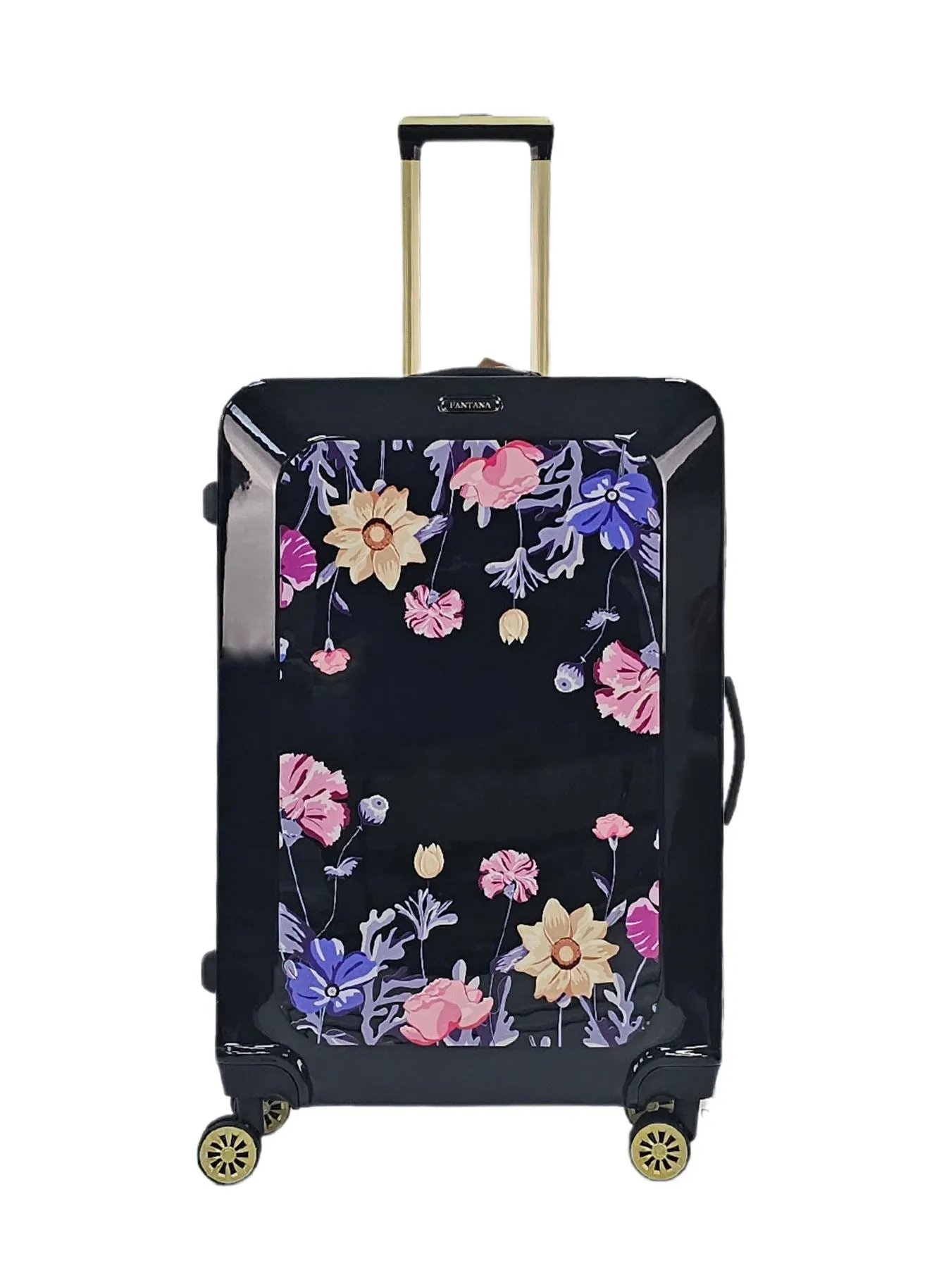 Floral Suitcase 4 Wheel Shiny Hard Case Shell Roller Wheels Cabin Small Medium Large Set Carry On Check In