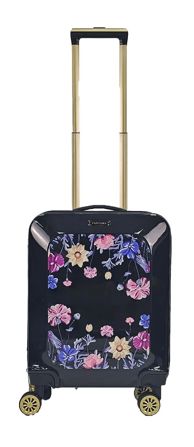 Floral Suitcase 4 Wheel Shiny Hard Case Shell Roller Wheels Cabin Small Medium Large Set Carry On Check In