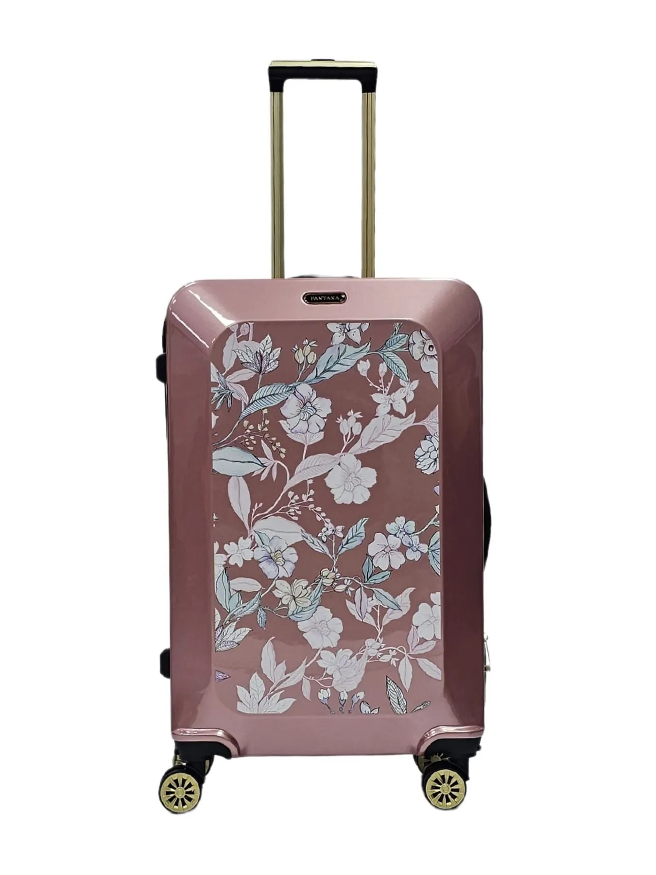 Floral Suitcase 4 Wheel Shiny Hard Case Shell Roller Wheels Cabin Small Medium Large Set Carry On Check In