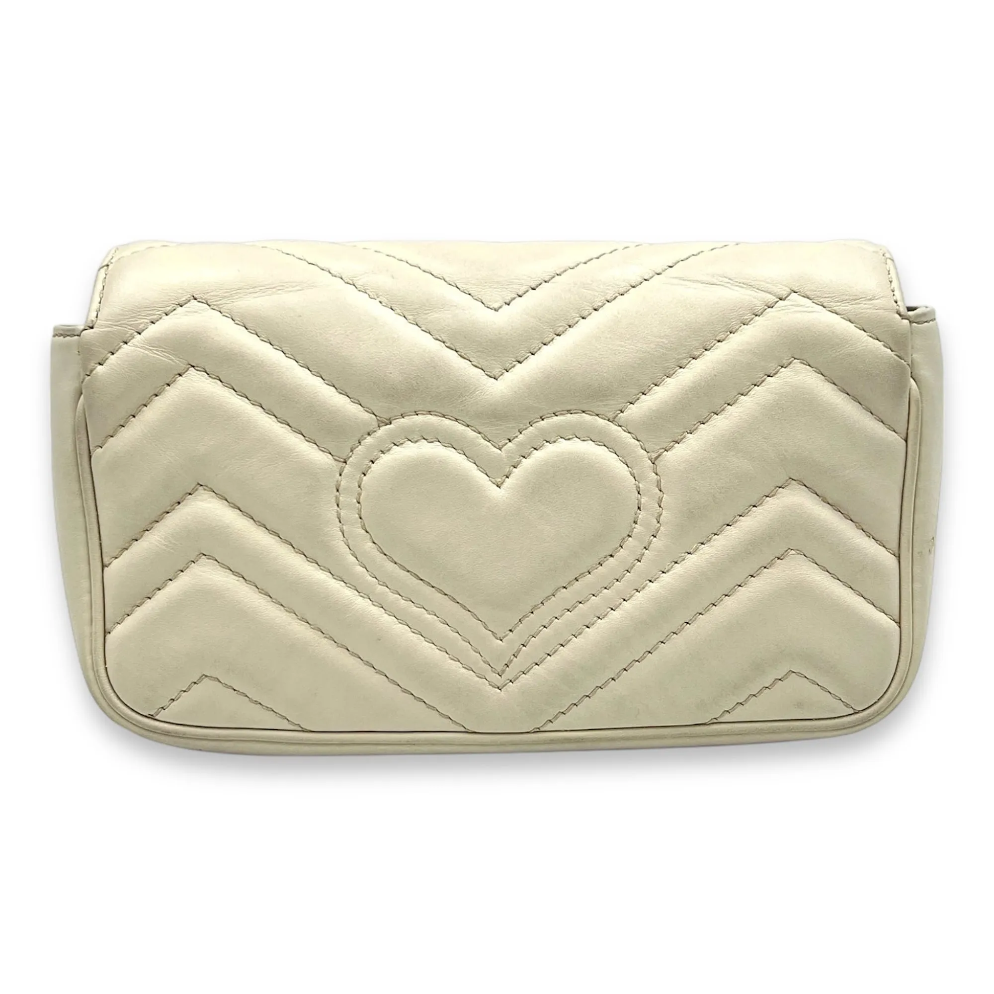 GG Marmont  White Crossbody Bag in Calfskin, Gold hardware