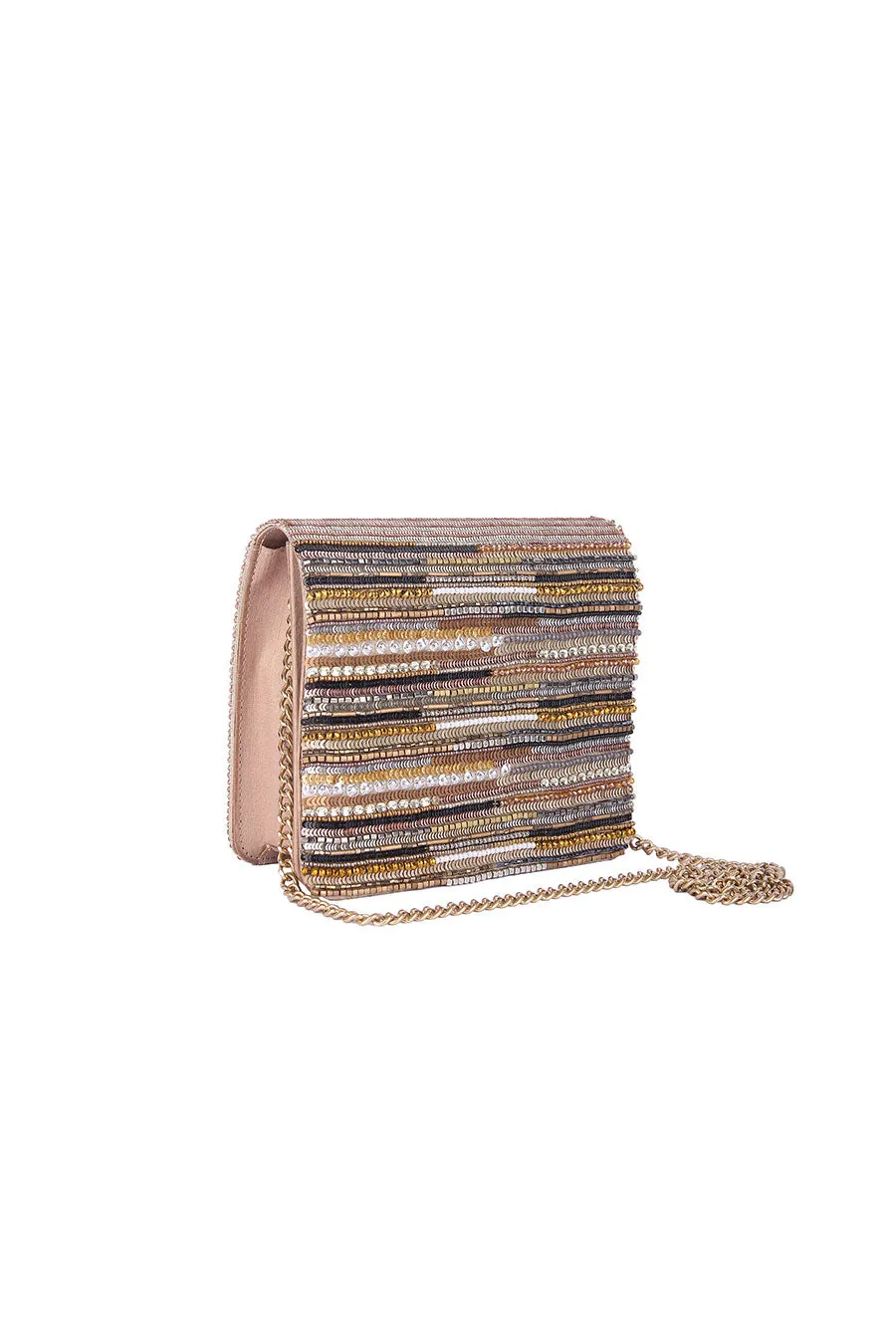 Gold Bonita Hand-Embroidered Clutch