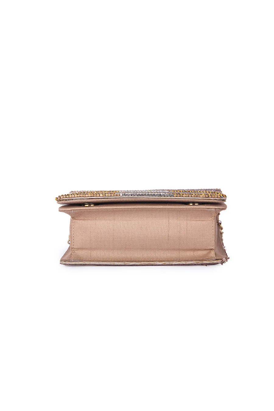 Gold Bonita Hand-Embroidered Clutch