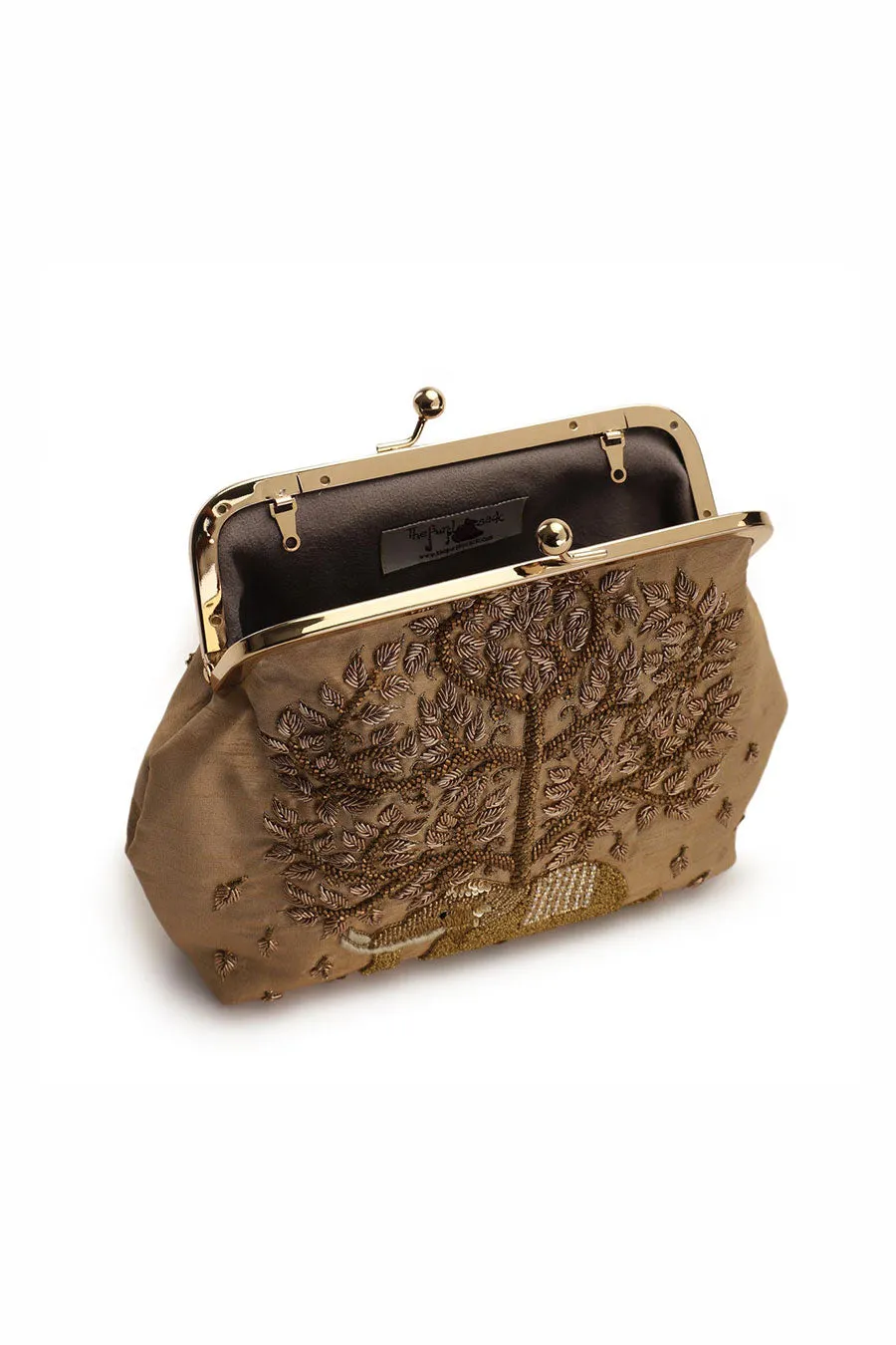 Gold Elephanta Batua Hand-Embroidered Clutch