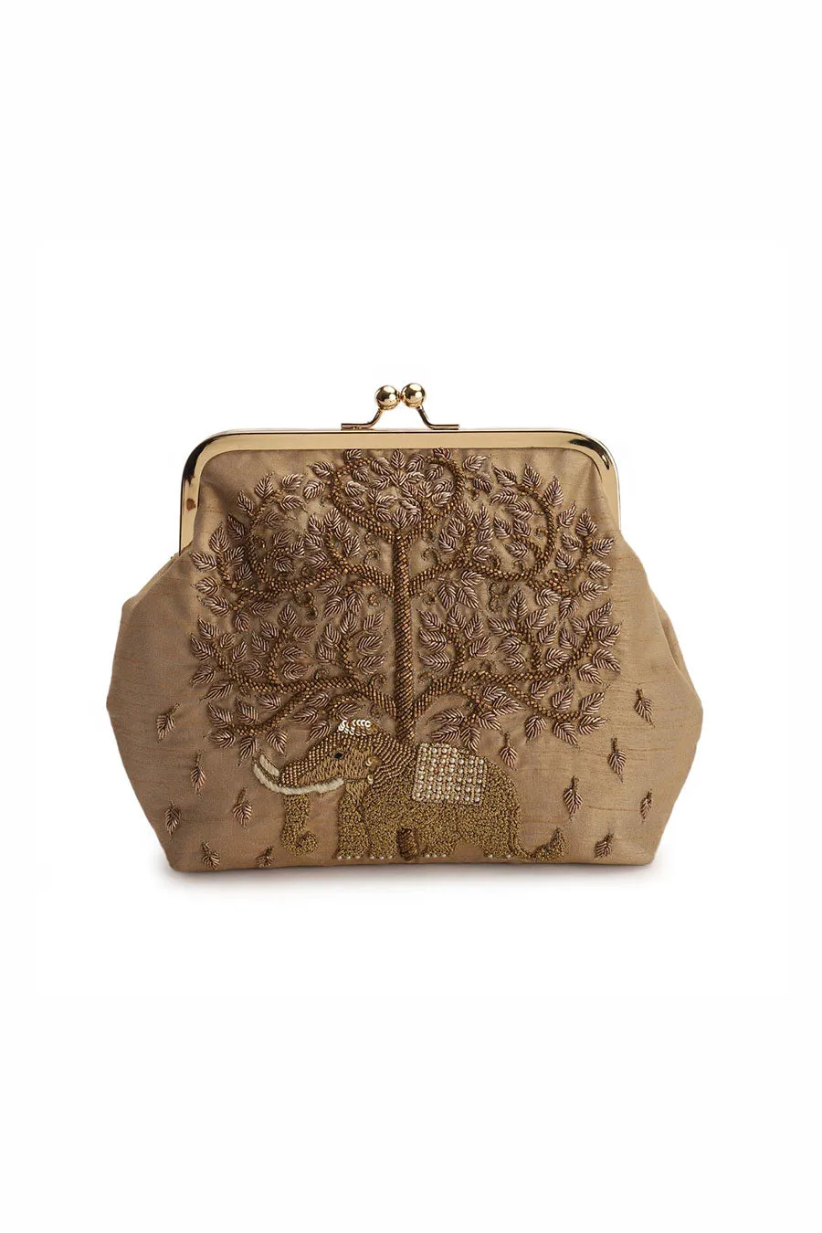 Gold Elephanta Batua Hand-Embroidered Clutch