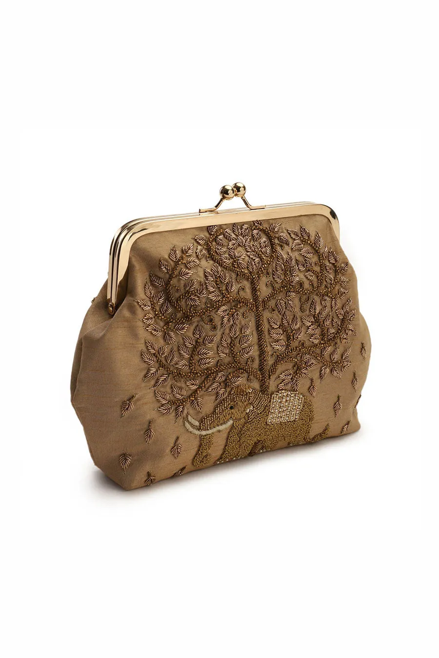 Gold Elephanta Batua Hand-Embroidered Clutch