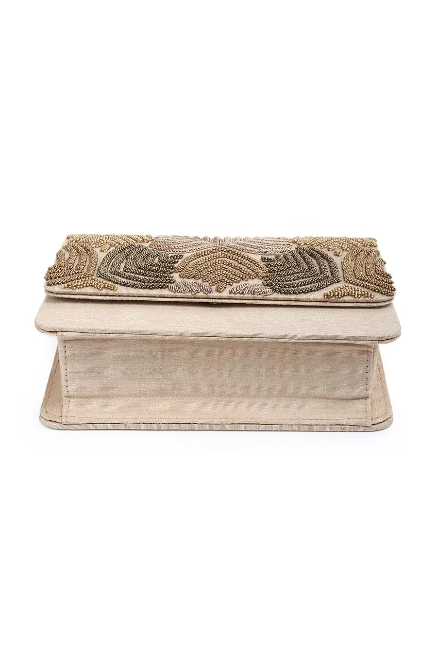 Gold Hand-Embroidered Clutch