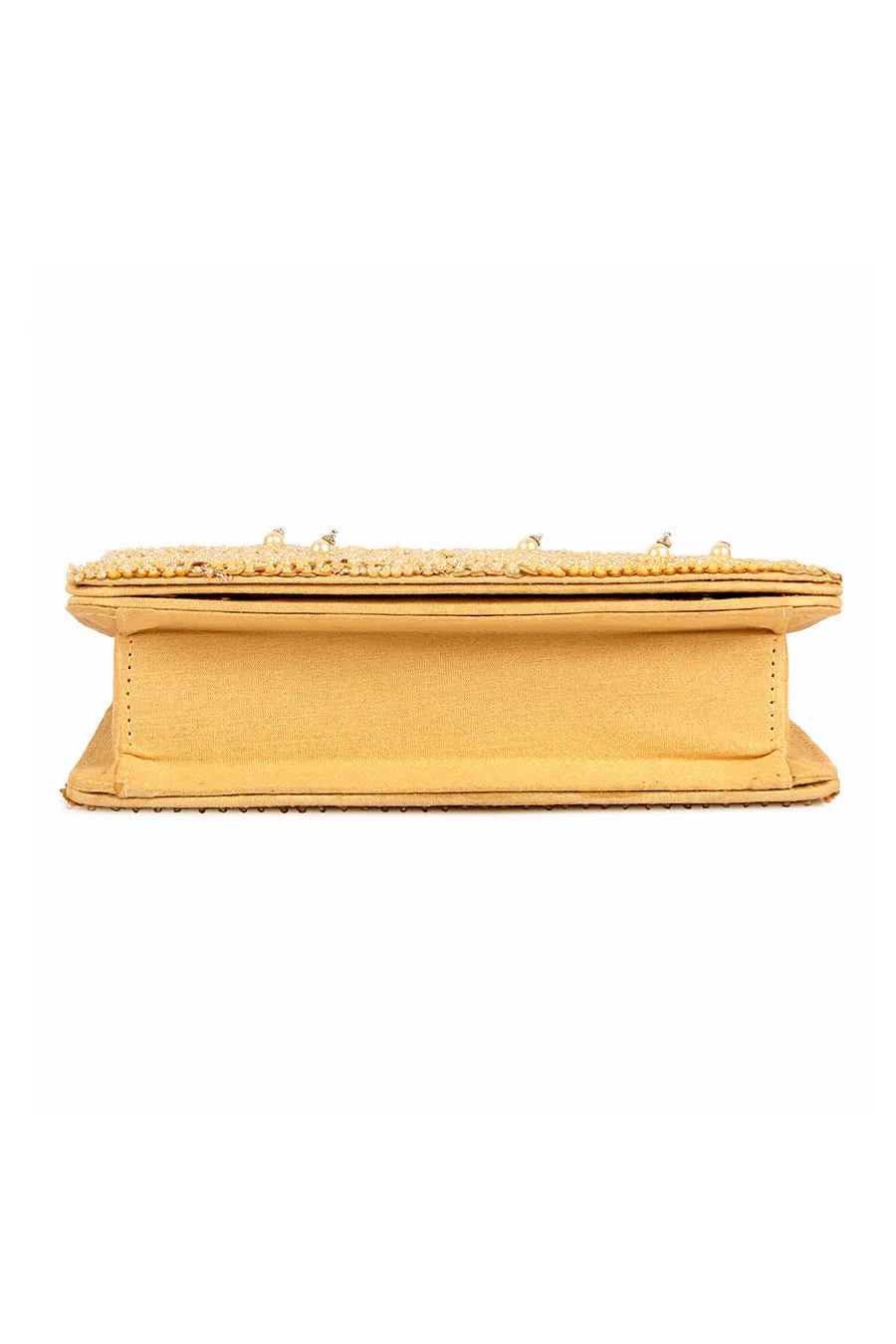 Gold Sheeny Hand-Embroidered Clutch