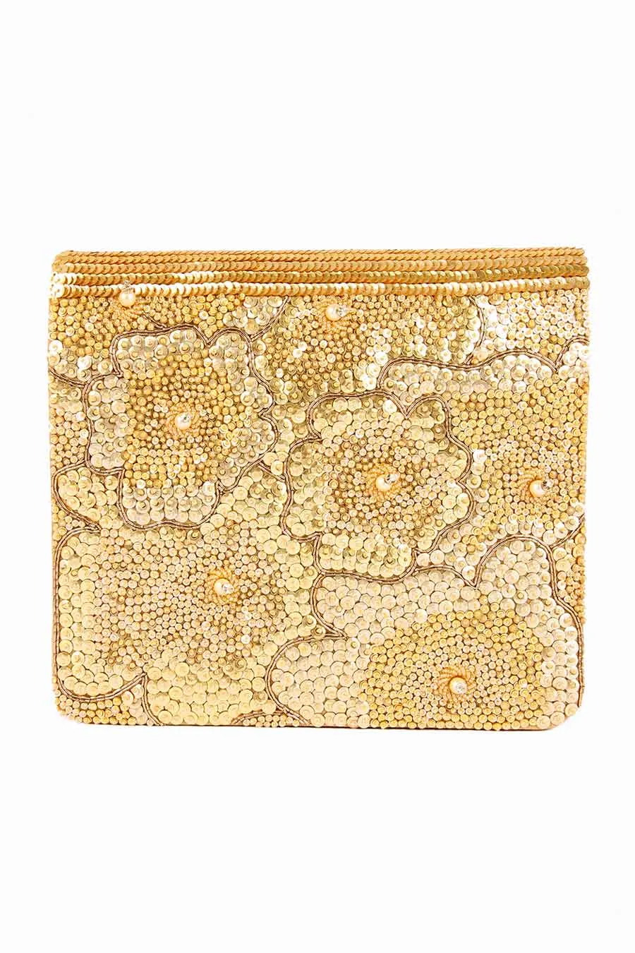 Gold Sheeny Hand-Embroidered Clutch