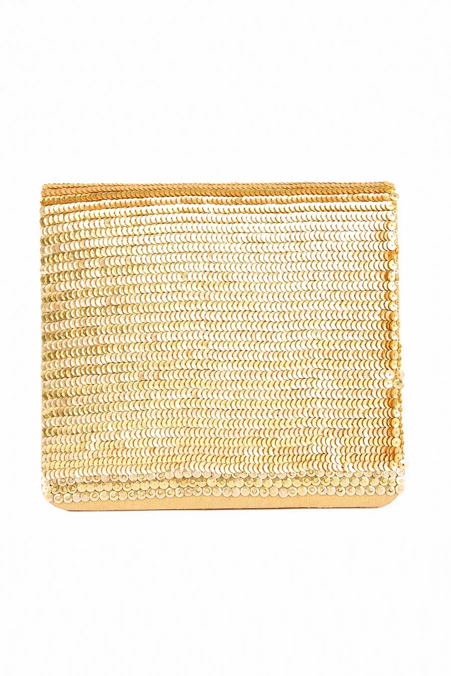 Gold Sheeny Hand-Embroidered Clutch