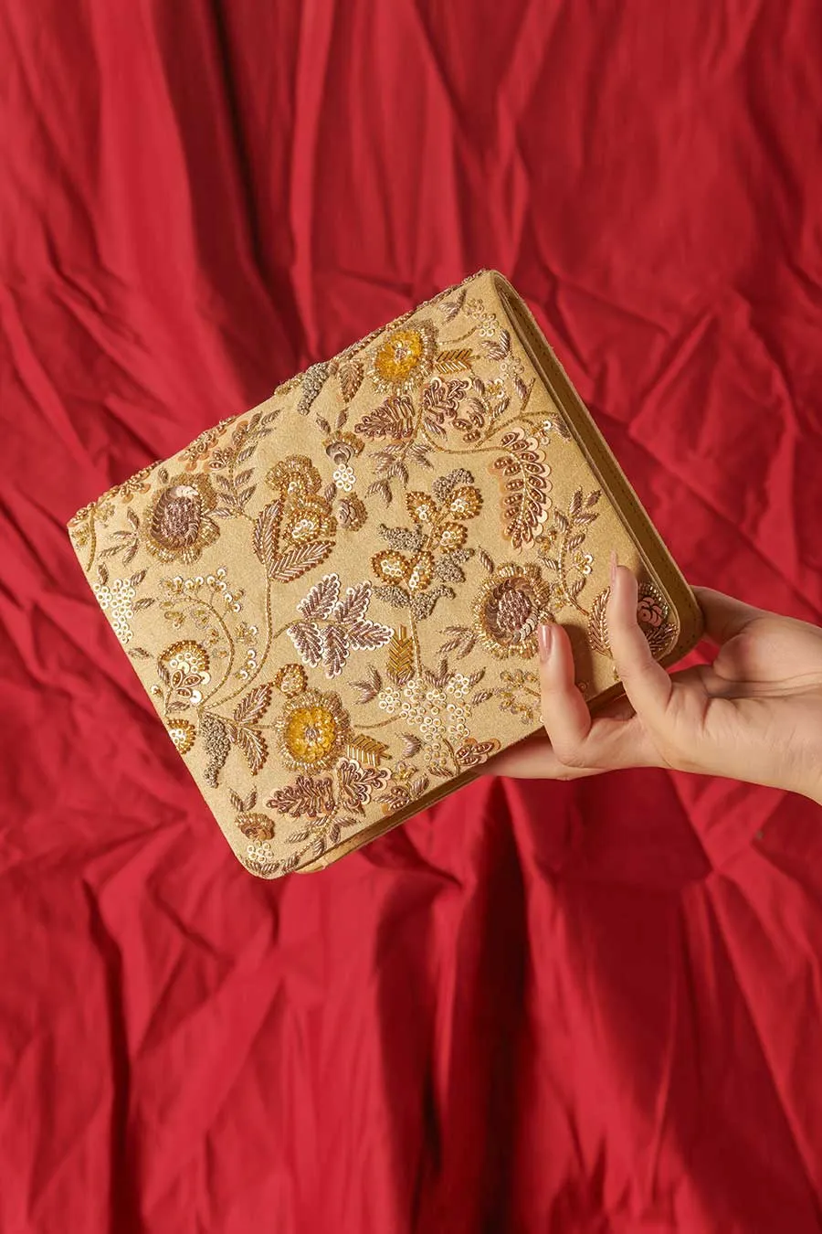 Gold Shiddat Hand-Embroidered Clutch