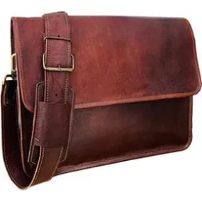 Half Flap Leather Crossbody Messenger Bag