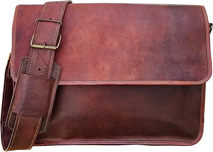 Half Flap Leather Crossbody Messenger Bag